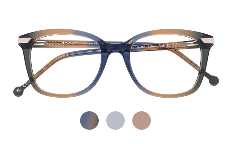 Scout: Made in Italy Bauta - a square acetate frame available in blue, clear and honey