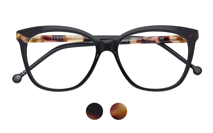 Scout: Made in Italy Gnaga - a cat-eye frame made of acetate available in black or tortoise