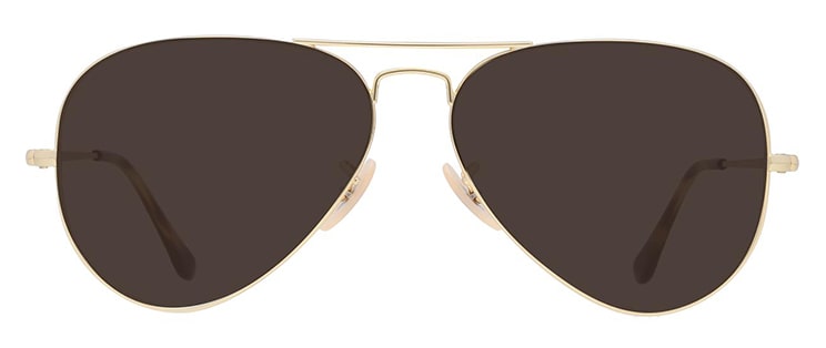 Classic aviator sunglasses with a gold metal frame