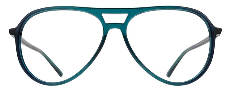 An aviator frame made of blue and green gradient acetate