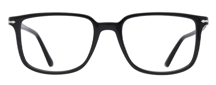 Square thin black Persol frame facing forwards