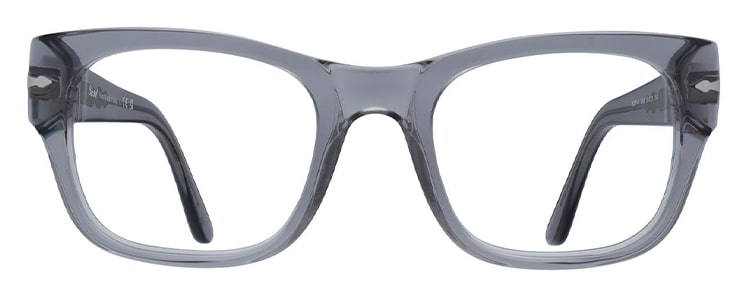 Square chunky clear Persol frame facing forwards