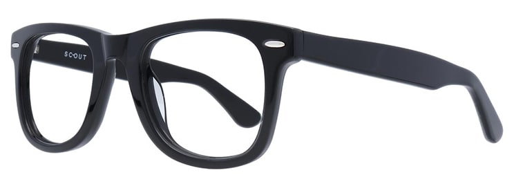 Side view of chunky blue square Scout frames