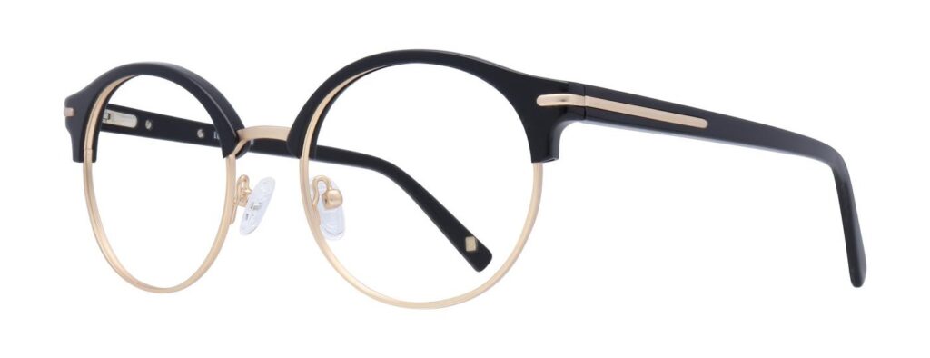Side view of round clubmaster style black London Retro frames