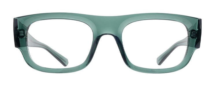 Clear green chunky rectangular Ray-Ban frames