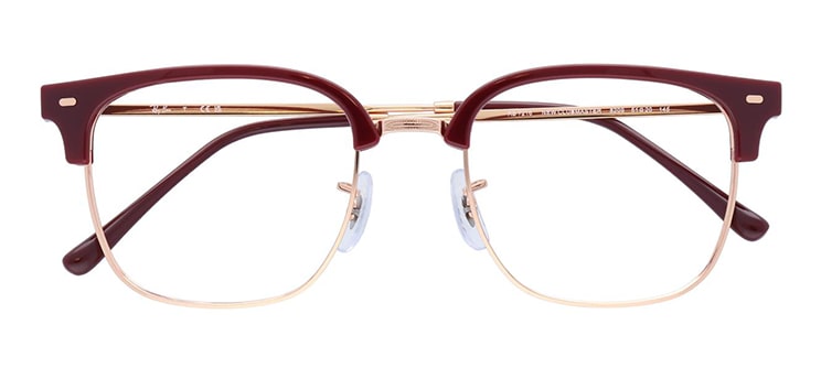 Burgundy, clubmaster gold metal Ray-Ban frames