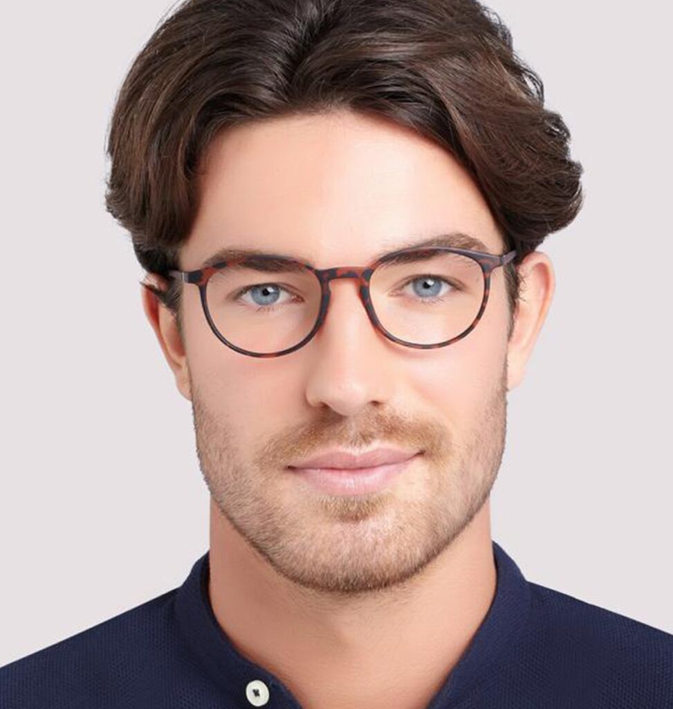 Man with beard wearing round tortoiseshell frames