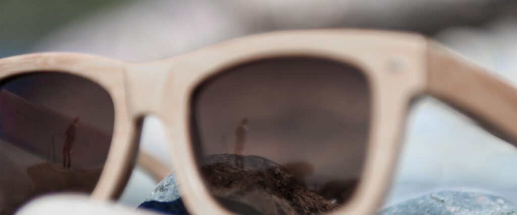 Pair of sunglasses with a reflection