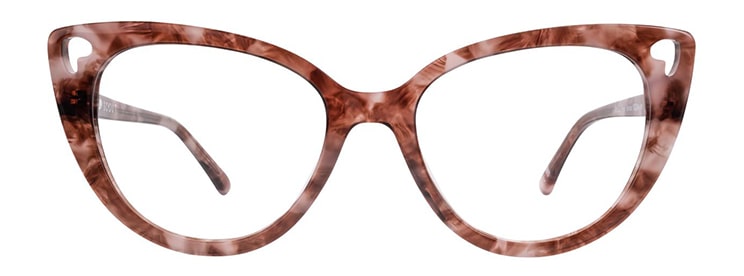 Tortoiseshell cay-eye Scout frame with small hearts cut out of the corners of the frame