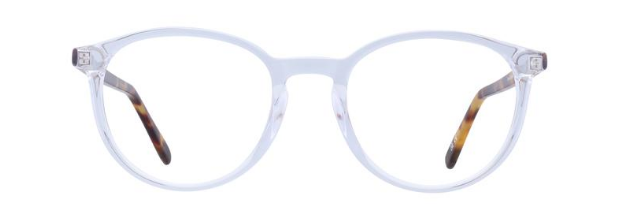 Image of clear frames with tortoiseshell arms on a white background.