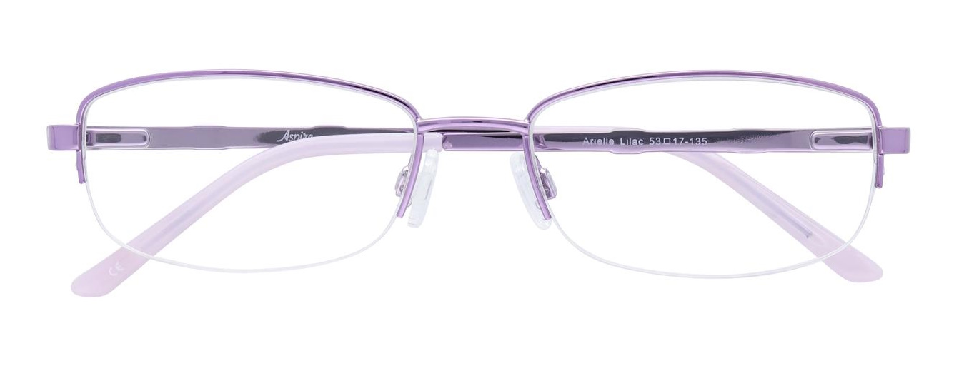 Semi-rimless glasses with a lilac metal frame