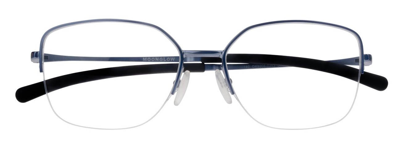 Semi-rimless glasses with slightly rounded grey metal frames