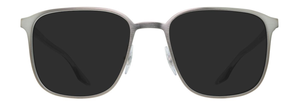 Large square sunglasses with a frame made of flat metal