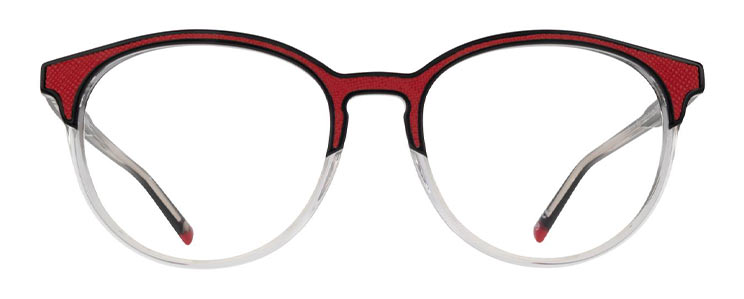 Ombre red to clear round London Retro frame