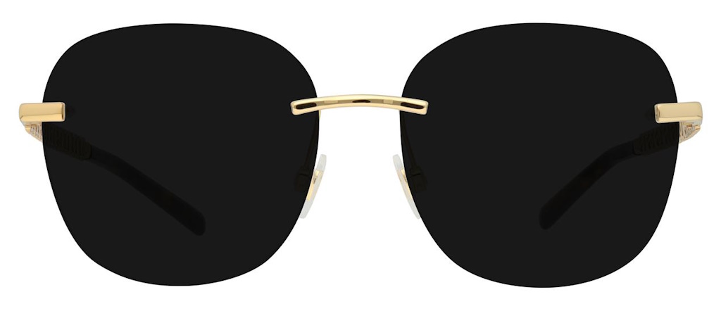Rimless sunglasses with large square lenses with rounded corners