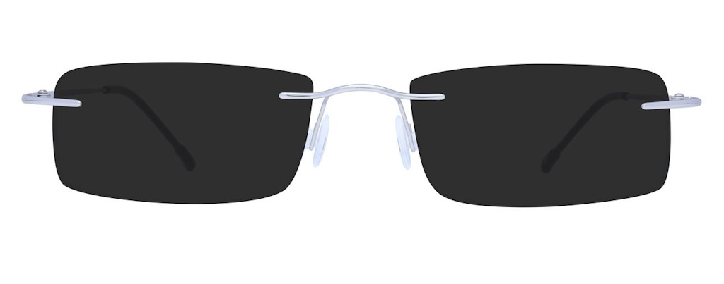 Rimless sunglasses with narrow rectangular lenses