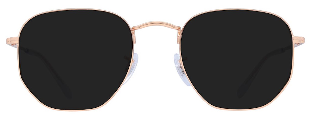 Metal sunglasses with a golden frame and octagonal lenses
